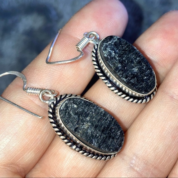 CRYSTALS Jewelry - NEW! GENUINE Raw Black Tourmaline Dangle Earrings